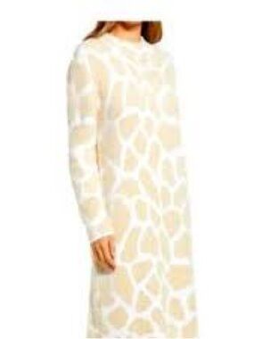 NWOT!Caslon Cream Patterned Long Sleeve Midi Dress